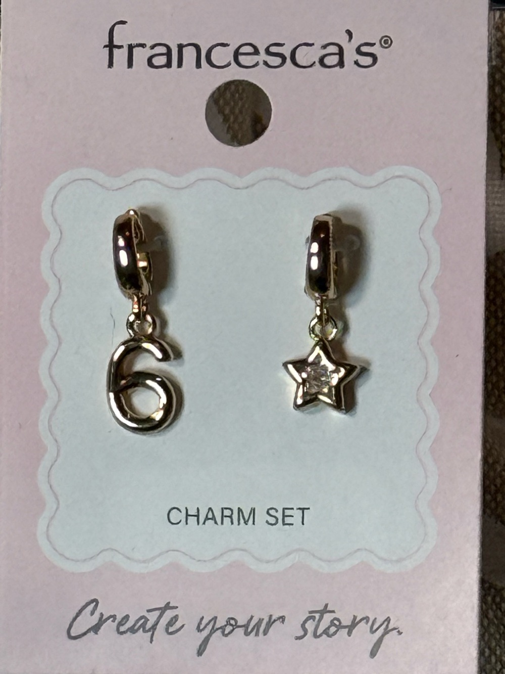 Francesca’s Charm Bar Collection Charm Set #6, &  Cubic Zirconia Star